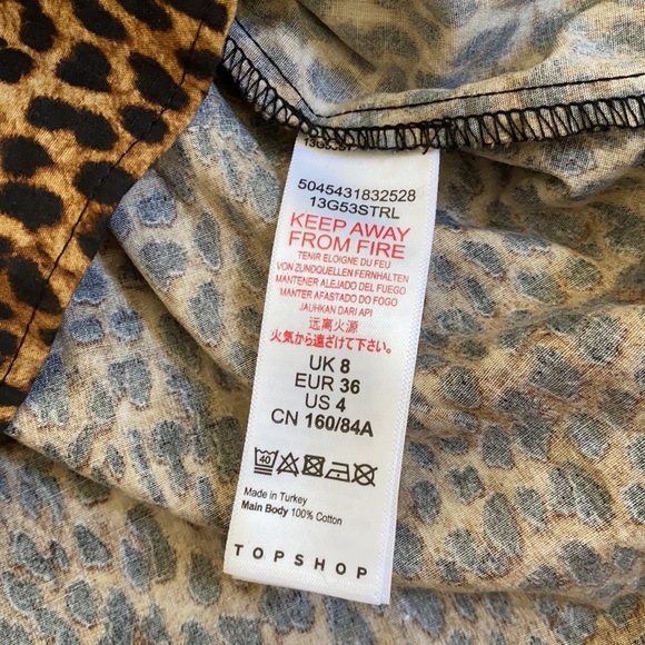 TOPSHOP Women’s Ruffled Leopard Print Long Sleeve Top Size 4 EUC - Picture 8 of 11